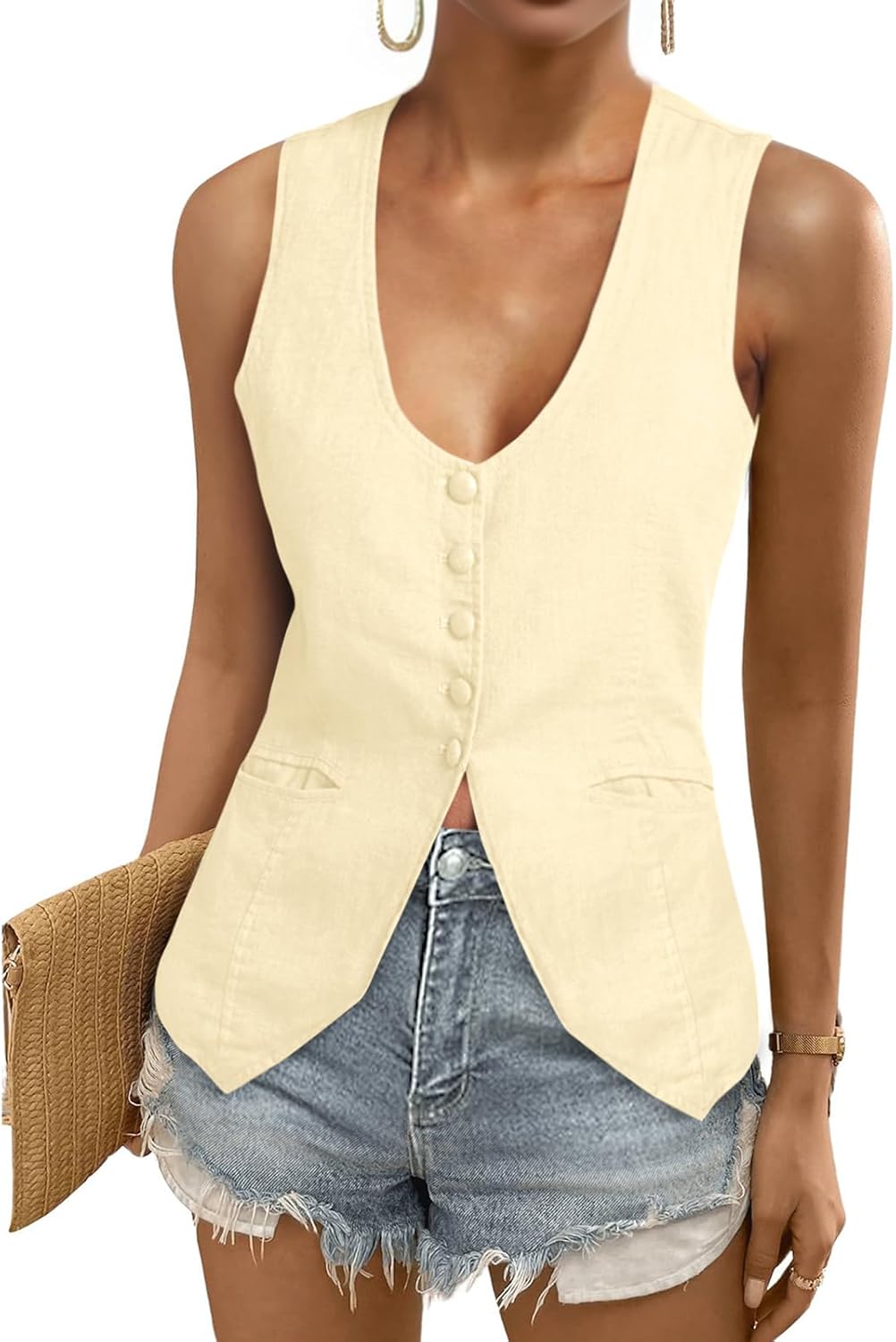 Women's Scoop Neck Blazer Vest
